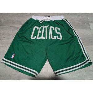 Boston Celtics Just Don Basketball Shorts USA Made NBA Mesh Mens Sz XL Green